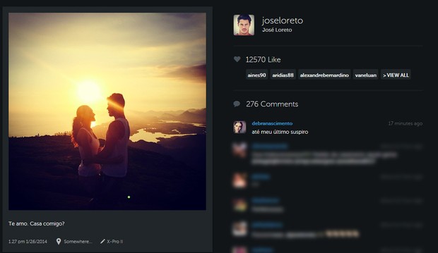 José Loreto se declara para Débora Nascimento (Foto: Instagram / Reprodução)