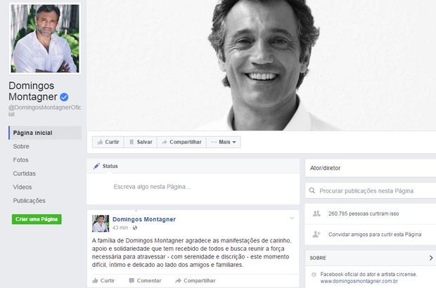 Família de Domingos Montagner agradece no Facebook (Foto: Reprodução/ Facebook)