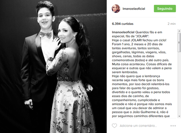 Larissa Manoela avisa aos fãs o fim do namoro com João Guilherme (Foto: Reprodução/Instagram)