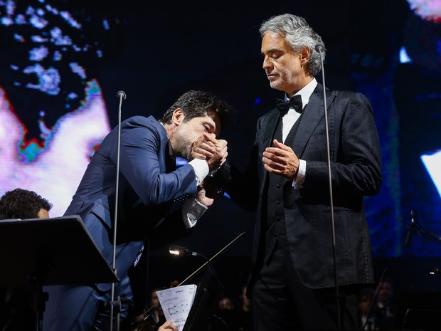 Daniel e Andrea Bocelli em show em Curitiba, no Paraná (Foto: Manuela Scarpa/ Brazil News)