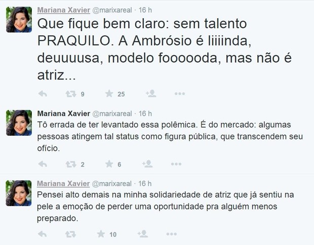 Mariana Xavier critica atuação de Alessandra Ambrósio em Verdades Secretas (Foto: Reprodução/Twitter)