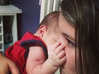 Cristiana Oliveira posta foto do netinho com a filha caçula