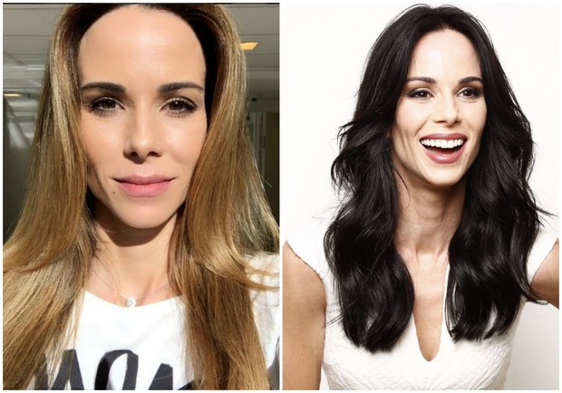 Ana Furtado antes e depois de pintar os cabelos na cor preta (Foto: Reprodução/Instagram/Divulgação/Mariana Brandão)