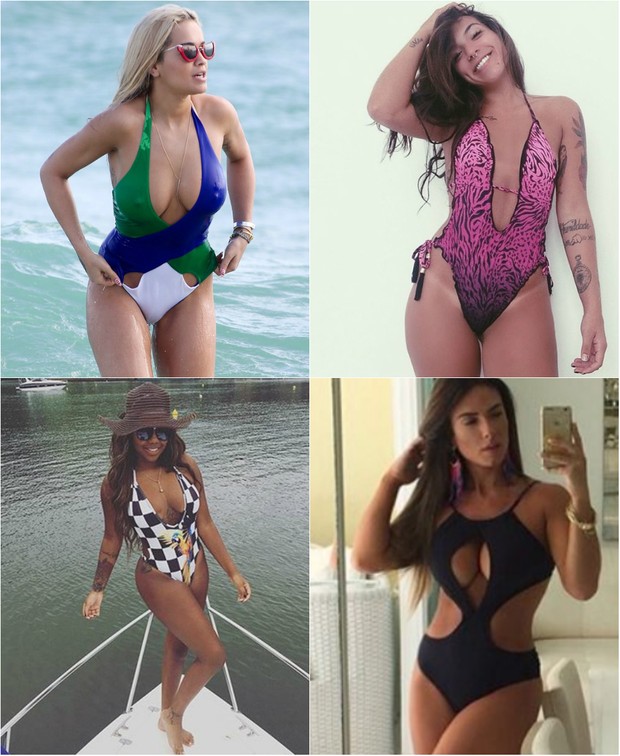 Rita Ora, Petra Matta, Ludmilla e Nicole Bahls apostam no maiô com decote para valorizar corpo no verão 2016 (Foto: Reprodução do Instagram)