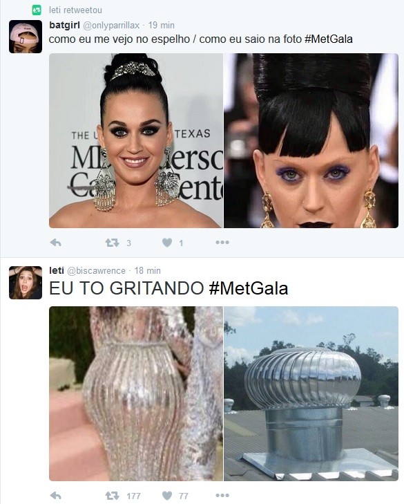 Katy Perry e Kim Kardashian viram memes por conta de seus visuais bizarros (Foto: Reprodução/Twitter)