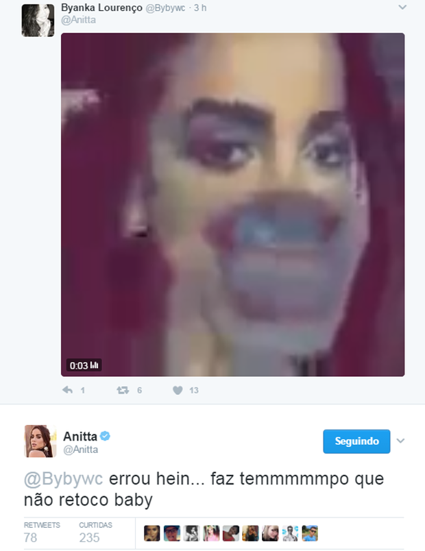 Anitta se incomoda com post  (Foto: Reprodução/Twitter)