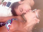 Thammy Miranda posta foto dando beijo em Andressa Ferreira, de biquíni