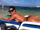 Vice do Miss Bumbum Brasil faz topless em Cancún