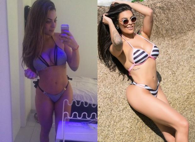 Monique Amin antes e depois de ter perdido 10 quilos (Foto: Reprodução / Instagram | Dalazen Junior / Divulgação Monique Amin)