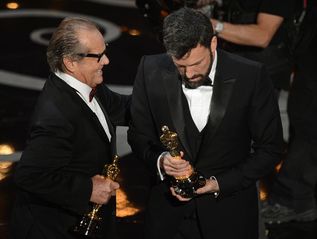 Jack Nicholson e Ben Affleck no Oscar (Foto: Robyn Beck/ AFP)