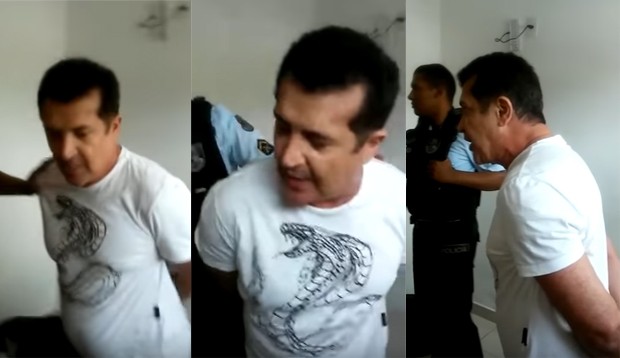 Cantor Beto Barbosa sendo preso em Fortaleza  (Foto: Reprodução / Youtube)
