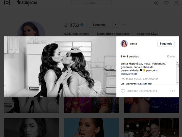 Anitta dá os parabéns para Isis Valverde em rede social (Foto: Instagram/ Reprodução)