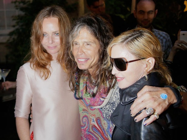 Stella McCartney, Steven Tyler e Madonna em evento em Nova York, nos Estados Unidos (Foto: Randy Brooke/ Getty Images)
