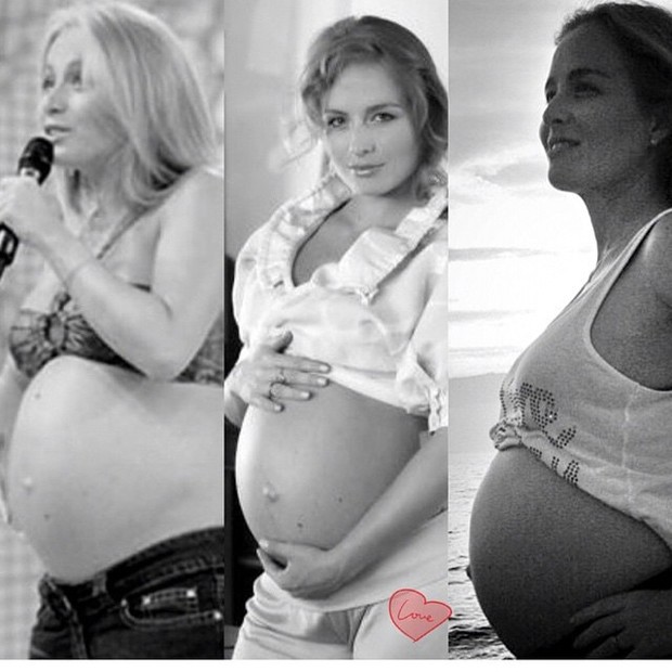 Angélica na gravidez dos três filhos: Joaqueim, Beníco e Eva (Foto: Reprodução/Instagram)