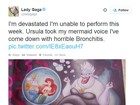 Com bronquite, Lady Gaga cancela shows e 'culpa' vilã da Disney