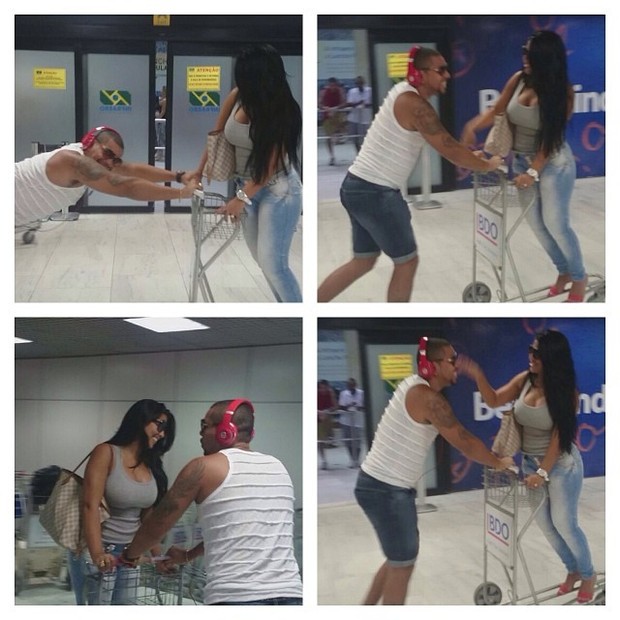 Naldo e Moranguinho se divertem no aeroporto (Foto: Instagram / Reprodução)
