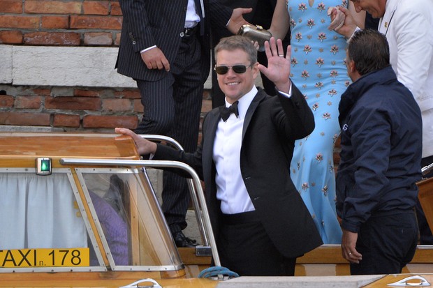 Matt Damon no casamento de George Clooney (Foto: AFP)
