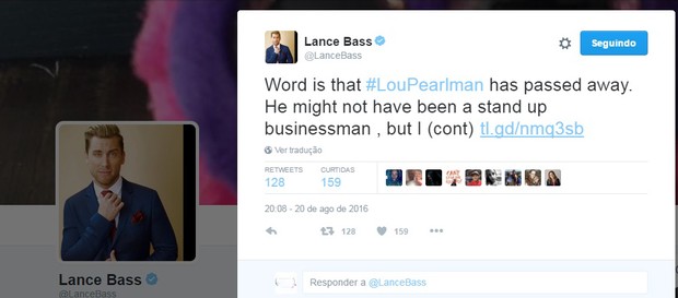 Lance Bass fala sobre morte de ex-empresário (Foto: Reprodução/Twitter)