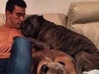 André Marques publica foto sem camisa ao lado dos cachorros