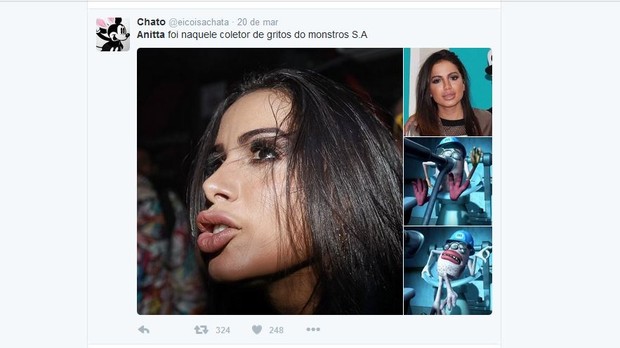 Anitta vira meme na web após preenchimento labial (Foto: Reprodução/Twitter)