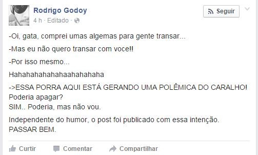 Post de Rodrigo Godoy (Foto: Reprodução / Facebook)