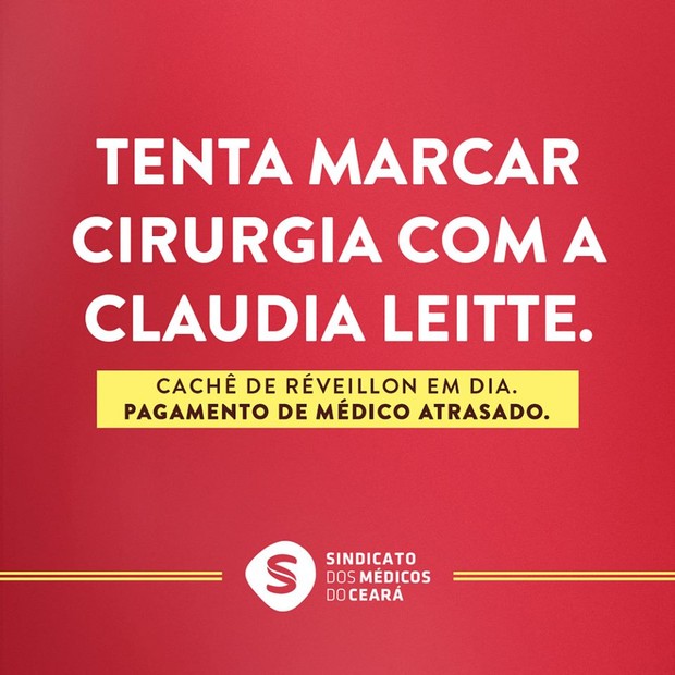 Campanha do Sindicato dos Médicos do Ceará (Foto: Reprodução do Facebook)