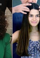 Maria Flor alonga os cabelos com megahair de 20 centímetros. Compare!