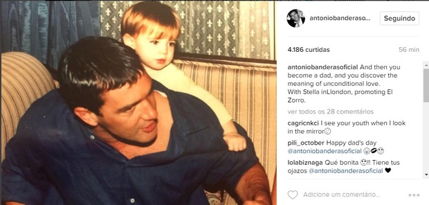 Antonio Banderas festeja Dia dos pais (Foto: Reprodução/Instagram)