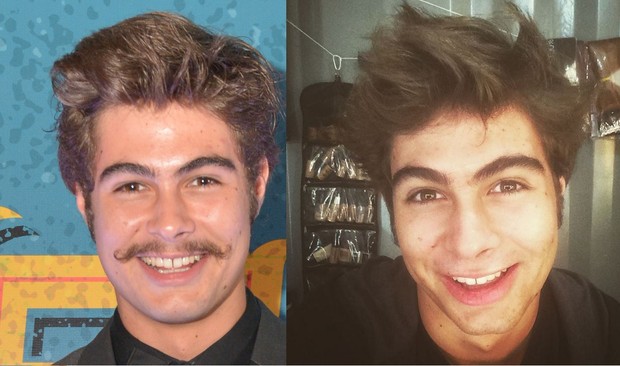 Rafael Vitti antes e depois do bigodinho para a novela Velho Chico (Foto: Divulgação Globo e Reprodução Instagram)