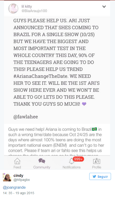 Fãs pedem ajuda de mãe de Ariana Grande (Foto: Twitter / Reprodução)
