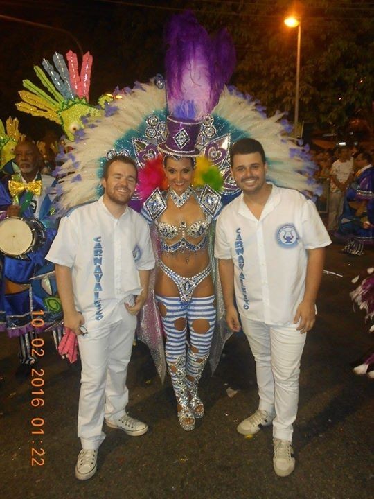 Camila Macedo com os carnavalescos Gabriel Haddad e Leonardo Bora (Foto: Arquivo Pessoal)