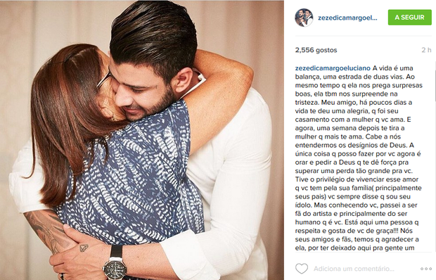 Zezé Di Camargo e Luciano fazem post para Gusttavo Lima (Foto: Reprodução/Instagram)