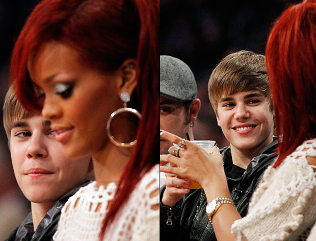 Justin Bieber brinda com Rihanna (Foto: Reuters)