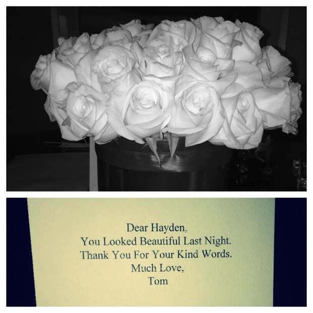 Hayden Panettiere recebe flores de Tom Ford (Foto: Twitter/Reprodução)