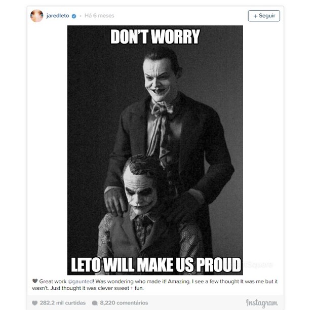 Post de Jared Leto no Instagram (Foto: Reprodução/Instagram)