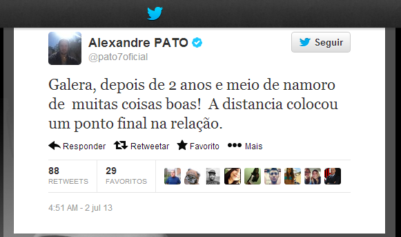 Alexandre Pato no twitter (Foto: Reprodução/ Twitter)