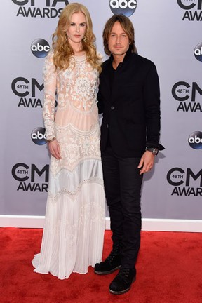 Nicole Kidman e o marido, Keith Urban, em prêmio de música em Nashville, nos Estados Unidos (Foto: Larry Busacca/ Getty Images/ AFP)