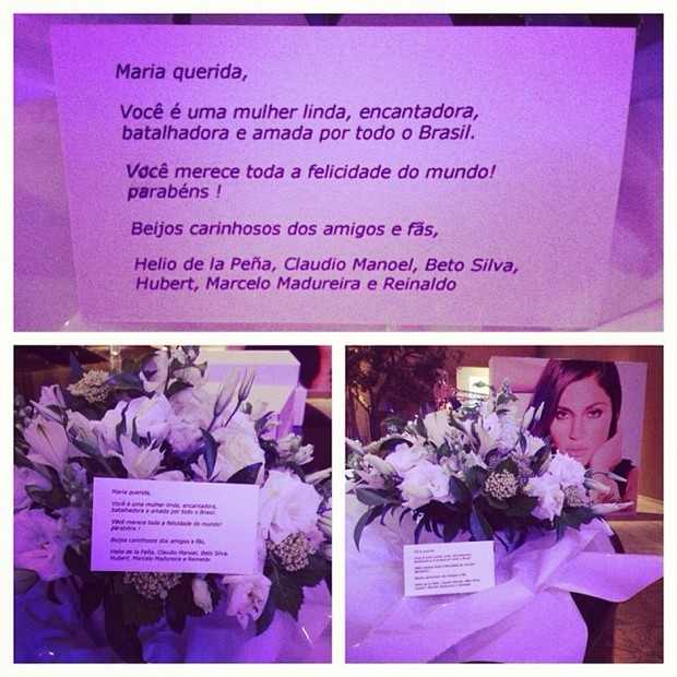 Maria Melilo recebe flores dos Cassetas (Foto: Reprodução/Instagram)