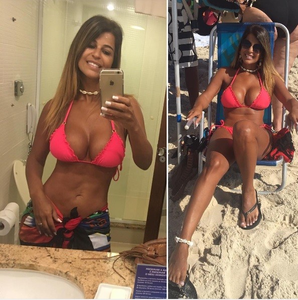 Nana Maglhães, mulher de Tiririca, mostra look para curtir praia no Rio (Foto: Reprodução/Instagram)