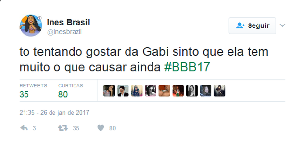 Internautas comentam participação de Gabriela Flor (Foto: Reprodução/Twitter)
