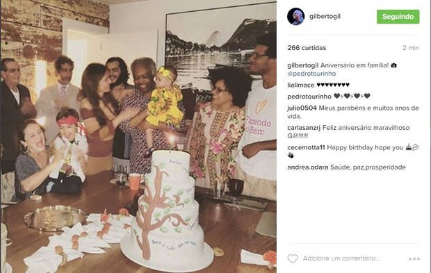 Gilberto Gil comemora 74 anos (Foto: Reprodução/Instagram)