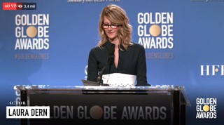 Laura Dern lê os indicados ao Golden Globe (Foto: Reprodução)