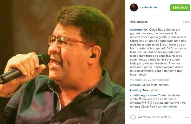 Daniel lamenta morte de Chico Rey (Foto: Instagram / Reprodução)