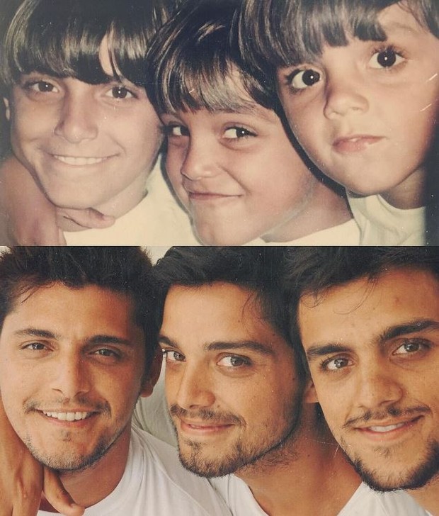 Rodrigo Simas faz montagem no estilo antes e depois com os irmãos (Foto: Reprodução/Instagram)