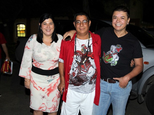 Zeca Pagodinho com a mulher, Monica, e David Brazul em festa no Rio (Foto: Vera Donato/ Divulgação)