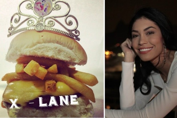 X-lane, o hambúrguer feito para homenagear a modelo Shislanne Hayalla (Foto: Isac Luz/ EGO)