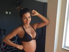Aryane Steinkopf mostra barrigão de grávida após treino: 'Por hoje é só'