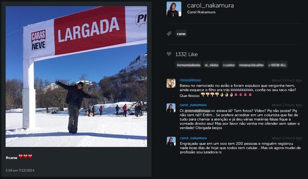 Carol Nakamura discute com seguidora no Instagram (Foto: Instagram / Reprodução)