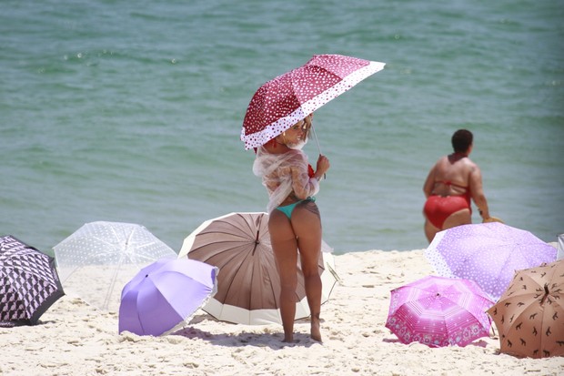 Denise Rocha na praia (Foto: Dilson Silva/AgNews)