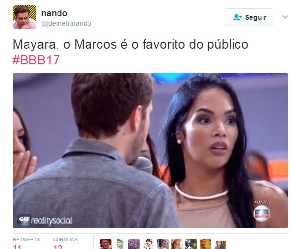 Reação de Mayara do BBB 17 vira meme (Foto: Reprodução/Twitter)